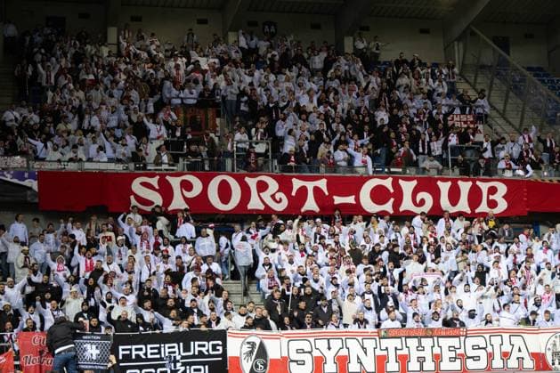 SC Freiburg fan curve, KRC Genk vs SC Freiburg, Football, Europa League 2025 2026, Round of 16, 12 03 2026 Genk Limburg Belgium Copyright: xkolbert-press MarkusxVerwimpx