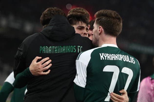 UEFA Europa League, Panathinaikos FC vs Real Betis - Vicente Taborda of Panathinaikos celebrates with his teamates after scoring the 1-0 with penalty shot during the UEFA Europa League round of 16 1st leg soccer match between Panathinaikos FC and Real Betis held at Olympic Athletic Center of Athens in Athens, Greece, 12 March 2026. IMAGO ONE INCH PRODUCTIONS ATHENS Greece Copyright: xOnexInchxProductionsx 6890178