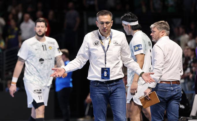 Coach Gregory Cojean dissatisfied Action upper body Sport Handball CL Champions League Champions League Men 14 Matchday Season 2025 2026 12 03 2026 Füchse Berlin vs HBC Nantes in the Max Schmeling Halle