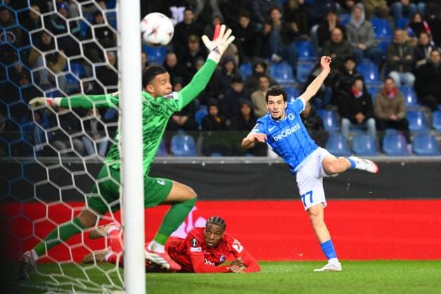 KRC Genk v Freiburg - UEFA Europa League GENK, BELGIUM - MARCH 12 : El Ouahdi Zakaria defender of KRC Genk celebrates after scoring during the UEFA Europa League 2025 26 round of 16 match first leg between KRC Genk and Freiburg on March 12, 2026 in Genk, Belgium, 12 03 2026 Genk Belgium  Copyright: xVincentxKalutx