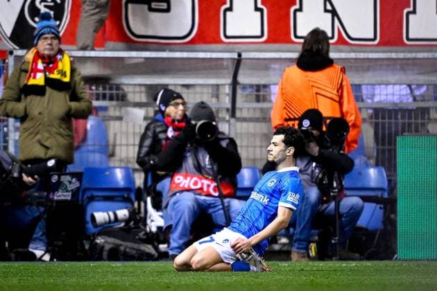 KRC Genk v Freiburg - UEFA Europa League GENK, BELGIUM - MARCH 12 : El Ouahdi Zakaria defender of KRC Genk celebrates after scoring a goal to make it 1-0 during the UEFA Europa League 2025 26 round of 16 match first leg between KRC Genk and Freiburg on March 12, 2026 in Genk, Belgium, 12 03 2026  Copyright: xTomasxSiskx