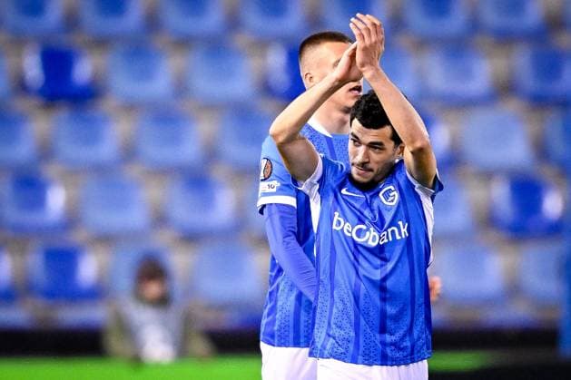 KRC Genk v Freiburg - UEFA Europa League GENK, BELGIUM - MARCH 12 : El Ouahdi Zakaria defender of KRC Genk celebrates after scoring a goal to make it 1-0 during the UEFA Europa League 2025 26 round of 16 match first leg between KRC Genk and Freiburg on March 12, 2026 in Genk, Belgium, 12 03 2026  Copyright: xTomasxSiskx