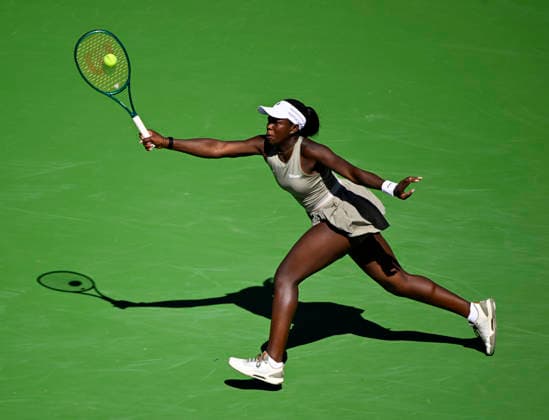 March 12, 2026 Victoria Mboko (CAN) returns a shot against Aryna Sabalenka during their quarterfinals match at the BNP Paribas Open held at the Indian Wells Tennis Garden in Indian Wells, California. California. Mandatory Photo Credit : CSM Tennis 2026: BNP Paribas Open MAR 12  - ZUMAc04_ 20260312_zma_c04_064 Copyright: xCharlesxBausx