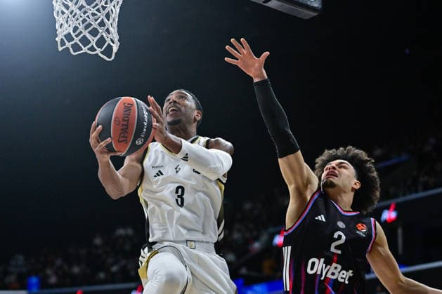 BASKET : Paris Basket vs ASVEL - Euroleague - 12 03 2026 SHAQUILLE HARRISON of ASVEL and Nadir Hifi of Paris Basket during the Euroleague match between Paris Basketball and LDLC ASVEL Villeurbanne at Adidas Arena on March 12, 2026 in Paris, France. ( Photo by Federico Pestellini PSNewz ) - ParisFrance  Copyright: xFedericoxPestellinix