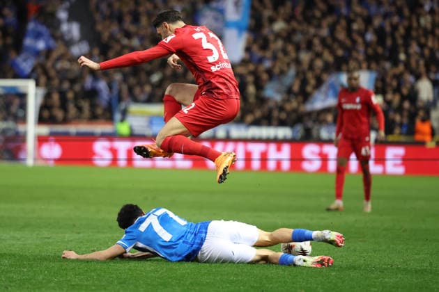 12 03 2026, xrekx, Football UEFA Europa League, KRC Genk SC Freiburg v l Vincenzo Grifo SC Freiburg Zakaria El Ouahdi KRC Genk Zweikampf, Aktion, action, battle for the ball DFL DFB REGULATIONS PROHIBIT ANY USE OF PHOTOGRAPHS as IMAGE SEQUENCES and or QUASI VIDEO Genk