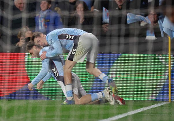 ESP: Real Celta v Olympique Lyonnais, EuropaLeague, 12 March 2026 Javier Rueda of Real Club Celta de Vigo celebrates your first goal in action during the UEFA Europe League KO poff, 2st leg between Real Club Celta de Vigo and Olympique Lyonnais at Stadium Municipal ABANCA Balaidos on March 12,2026 in Vigo (Spain) (Photo by Luis de la Mata SportPix Sipa USA Vigo Stadium Municipal Balaidos ABANC Galicia Spain Copyright: xLuisxdexlaxMatax xsportPix.org.ux