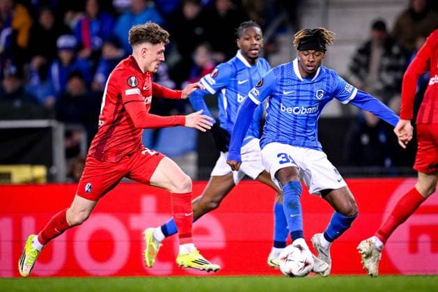 KRC Genk v Freiburg - UEFA Europa League GENK, BELGIUM - MARCH 12 : Adedeji Sternberg Noah forward of KRC Genk during the UEFA Europa League 2025 26 round of 16 match first leg between KRC Genk and Freiburg on March 12, 2026 in Genk, Belgium, 12 03 2026  Copyright: xTomasxSiskx