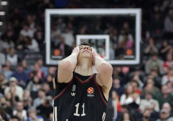 Disappointed Bayerns 11 Vladimir LUCIC Basketball Bayern Efes Istanbul Euroleague, FC Bayern Basketball Anadolu Efes Istanbul, Round 31, Season 2025 2026, on 12 03 2026 in Munich, S A P G A R D E N, Germany Source Copyright Credit Oryk HAIST xBASKETBALL-BAYERN-EFESx