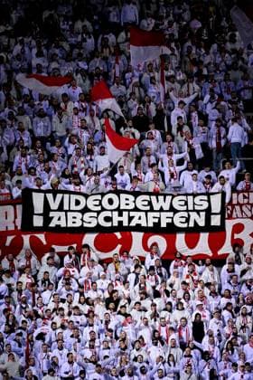 KRC Genk v Freiburg - UEFA Europa League GENK, BELGIUM - MARCH 12 : Fans of Freiburg with an anti VAR banner during the UEFA Europa League 2025 26 round of 16 match first leg between KRC Genk and Freiburg on March 12, 2026 in Genk, Belgium, 12 03 2026  Copyright: xTomasxSiskx