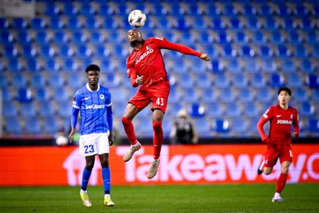 KRC Genk v Freiburg - UEFA Europa League GENK, BELGIUM - MARCH 12 : Bruno Ogbus defender of Freiburg during the UEFA Europa League 2025 26 round of 16 match first leg between KRC Genk and Freiburg on March 12, 2026 in Genk, Belgium, 12 03 2026  Copyright: xTomasxSiskx
