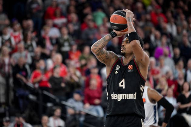 Basketball, Euroleague, 20260312, FC Bayern Munich Anadolu Efes Istanbul In the picture Xavier RATHAN MAYES Bayern, 4 , free throw Munich SAP Garden Bayern Germany Copyright: Passion2Press.dex xMarkusxFischex