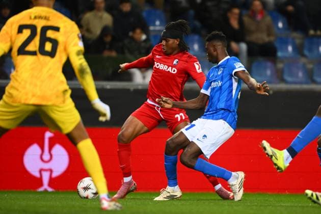 KRC Genk v Freiburg - UEFA Europa League GENK, BELGIUM - MARCH 12 : Cyriaque Irie forward of Freiburg during the UEFA Europa League 2025 26 round of 16 match first leg between KRC Genk and Freiburg on March 12, 2026 in Genk, Belgium, 12 03 2026 Genk Belgium  Copyright: xVincentxKalutx
