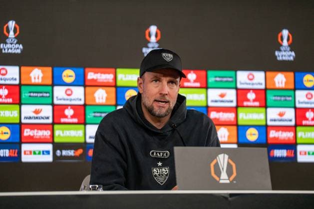 Sebastian Hoeness Coach VfB Stuttgart at the press conference, VfB Stuttgart vs FC Porto, Football, Europa League, Round of 16, First leg, 12 03 2026 Stuttgart Baden Wuerttemberg Germany Copyright: xkolbert-press PhilipxZieglerx