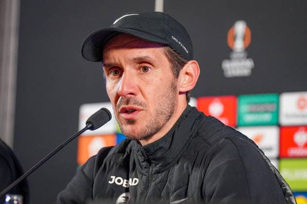 Belgium Football Europa League 2025 2026, Round of 16 KRC Genk vs SC Freiburg Cegeka Arena Genk Julian Schuster SC Freiburg, Coach Press conference, Media Copyright: xJOERANxSTEINSIEKx