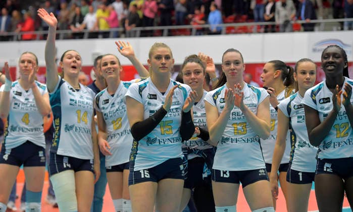 12 3 2026, Chieris players celebrate victory, Volleyball, CEV Cup, semi-final, Dresdner SC Reale Mutua Fenera Chieri, c Dresden