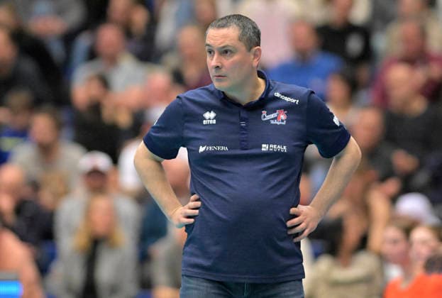 12 3 2026, Chieris head coach Nicola Negro, Volleyball, CEV Cup, semi-final, Dresdner SC Reale Mutua Fenera Chieri, c Dresden