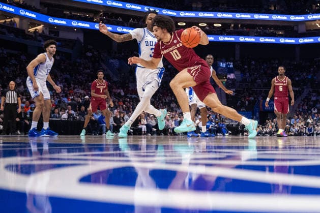 ACC Mens Basketball Championship: Florida State Vs Duke Mar 12 March 12, 2026: Florida State Seminoles guard Lajae Jones (10) drives on Duke Blue Devils guard Isaiah Evans (3) in the first half of the 2026 ACC Men s Basketball Championship at Spectrum Center in Charlotte, NC. (Scott Kinser CSM) (Credit Image: Â Scott Kinser Cal Media) Charlotte Nc United States EDITORIAL USE ONLY Copyright: xx ZUMA-20260312_zma_c04_153.jpg ScottxKinserx csmphotothree479756