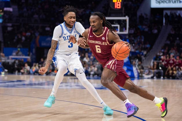 ACC Mens Basketball Championship: Florida State Vs Duke Mar 12 March 12, 2026: Florida State Seminoles guard Robert McCray V. (6) goes to the basket against Duke Blue Devils guard Isaiah Evans (3) in the first half of the 2026 ACC Men s Basketball Championship at Spectrum Center in Charlotte, NC. (Scott Kinser CSM) (Credit Image: Â Scott Kinser Cal Media) Charlotte Nc United States EDITORIAL USE ONLY Copyright: xx ZUMA-20260312_zma_c04_151.jpg ScottxKinserx csmphotothree479757