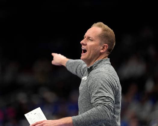 MAR 12 2026: BYU head coach Kevin Young encourages his team against Houston in the Big 12 Championship Tournament at T-Mobile center, Kansas City, Missouri. CSM. Kansas City United States - ZUMAc04_ 20260312_zma_c04_227 Copyright: xJonxRobichaudx