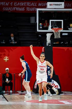 Turkiye vs Argentina Women s Basketball World Cup 2026 Qualifying Tournaments Esra Ural Topuz of Turkiye national team, Nationalteam celebrates the score during the Women s Basketball World Cup 2026 Qualifying Tournaments Groupe Phase - Group A between Turkiye National Team and Argentina National Team at Turkcell Basketball Development Center on March 12, 2026 in Istanbul, Turkey. Istanbul Istanbul Turkey Copyright: xBurakxBasturkx