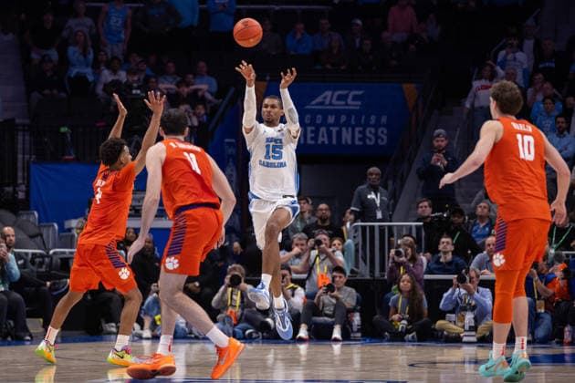 ACC Mens Basketball Championship: Clemson Vs UNC Mar 12 March 13, 2026: North Carolina Tar Heels forward Jarin Stevenson (15) throws up a last second shot against the Clemson Tigers at the end of the second half of the 2026 ACC Men s Basketball Championship at Spectrum Center in Charlotte, NC. (Scott Kinser CSM) (Credit Image: Â Scott Kinser Cal Media) Charlotte Nc United States EDITORIAL USE ONLY Copyright: xx ZUMA-20260312_zma_c04_260.jpg ScottxKinserx csmphotothree479867