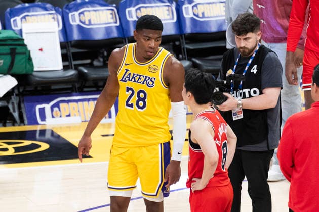 March 12, 2026, Los Angeles, California, USA: Chicago BullsÃ¢â‚¬â ¢ Yuki Kawamura (8) talks with Los Angeles LakersÃ¢â‚¬â ¢ Rui Hachimura (28) after an NBA, Basketball Herren, USA basketball game at Crypto.com Arena on Thursday, March 12, 2026 in Los Angeles. NBA 2026: Bulls Vs Lakers  - ZUMAc68_ 20260312_zaf_c68_064 Copyright: xRingoxChiux
