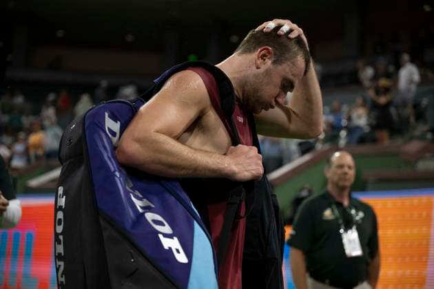 March 12, 2026, Indian Wells, California, USA: JACK DRAPER of Great Britain walks off the court dissappointed after losing to Daniil Medvedev of Russia in their quarterfinal match at the BNP Paribas Open at Indian Wells Tennis Garden on March 12, 2026 in Indian Wells, CA. Indian Wells USA - ZUMAl140 20260312_aap_l140_055 Copyright: xShelleyxLiptonx