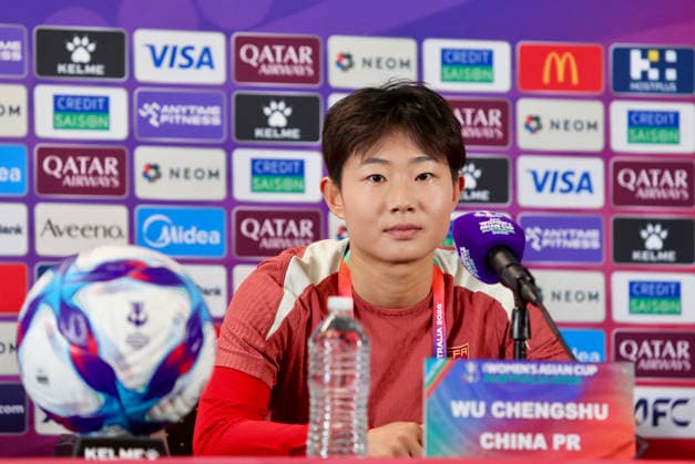 (260313) -- PERTH, March 13, 2026 -- Wu Chengshu of China attends Team China s press conference, PK, Pressekonferenz of Women s Asian Cup at Perth Rectangular Stadium in Perth, Australia, March 13, 2026. (Photo by Xinhua) (SP)AUSTRALIA-PERTH-FOOTBALL-WOMEN S ASIAN CUP-CHINA-PRESS CONFERENCE ZhouxDan 