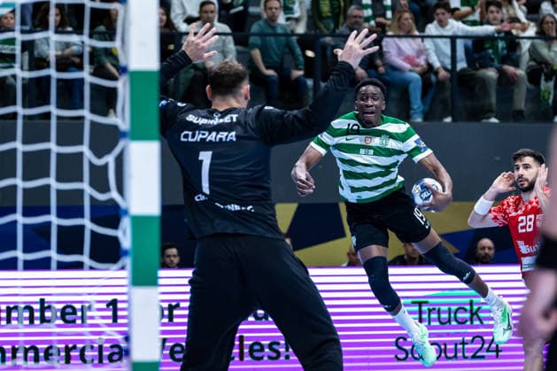 March 12, 2026, Pavilhão Multiusos de Odivelas, Lisbon, Portugal, EHF Champions League 2025 26 Sporting CP vs CS Dinamo Bucuresti Mamadou Gassama of Sporting CP Copyright: HMBxMedia CarlosxSilva