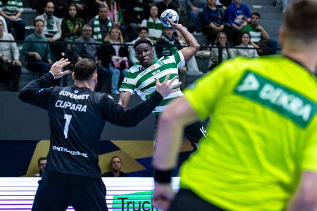 March 12, 2026, Pavilhão Multiusos de Odivelas, Lisbon, Portugal, EHF Champions League 2025 26 Sporting CP vs CS Dinamo Bucuresti Mamadou Gassama of Sporting CP Copyright: HMBxMedia CarlosxSilva