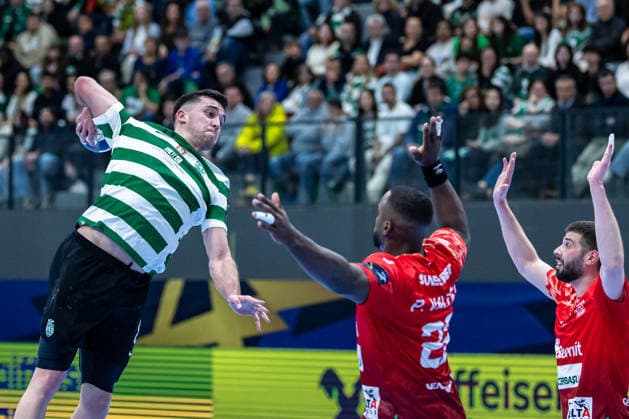 March 12, 2026, Pavilhão Multiusos de Odivelas, Lisbon, Portugal, EHF Champions League 2025 26 Sporting CP vs CS Dinamo Bucuresti Jan Gurri of Sporting CP Copyright: HMBxMedia CarlosxSilva