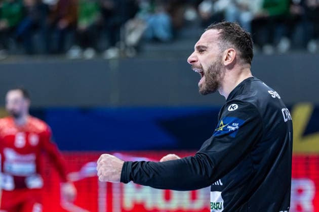 March 12, 2026, Pavilhão Multiusos de Odivelas, Lisbon, Portugal, EHF Champions League 2025 26 Sporting CP vs CS Dinamo Bucuresti Vladimir Cupara of CS Dinamo Bucuresti Copyright: HMBxMedia CarlosxSilva