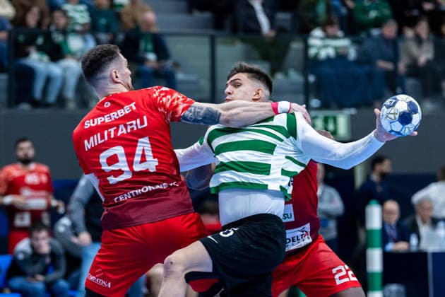March 12, 2026, Pavilhão Multiusos de Odivelas, Lisbon, Portugal, EHF Champions League 2025 26 Sporting CP vs CS Dinamo Bucuresti Francisco Costa of Sporting CP Copyright: HMBxMedia CarlosxSilva