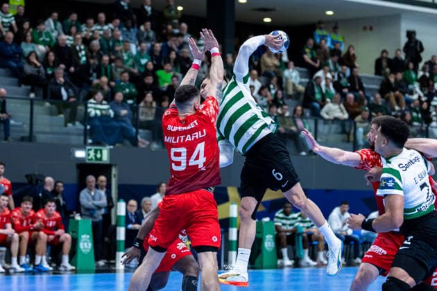 March 12, 2026, Pavilhão Multiusos de Odivelas, Lisbon, Portugal, EHF Champions League 2025 26 Sporting CP vs CS Dinamo Bucuresti Francisco Costa of Sporting CP Copyright: HMBxMedia CarlosxSilva