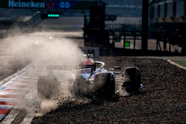 SHANGHAI Formula 1 driver Max Verstappen of Oracle Red Bull Racing ends up in the gravel off the track during Formula 1 China Shanghai free practice and sprint qualifying at the Shanghai International Circuit on March 13, 2025 in Shanghai, China Photo by DeFodi Images