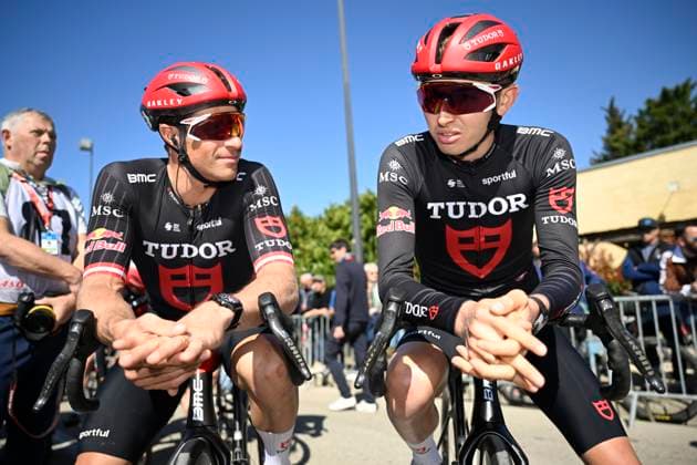 Paris Nice 2026 Stage 6 APT, FRANCE - MARCH 13 : Haller Marco (AUT) of Tudor Pro Cycling Team and Rondel Mathys (FRA) of Tudor Pro Cycling Team during stage 6 of the 84th edition of Paris - Nice an UCI World Tour 2.UWT cycling road race stage for Men Elite of 179.3 km with start in Barbentane and finish in Apt on March 13, 2026 in Apt, France, 13 03 2026 ( Motordriver Guy De Vuyst - Apt France  Copyright: xNicoxVereeckenx