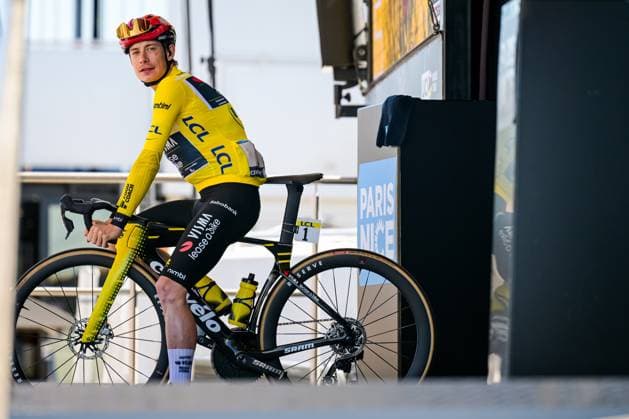 Danish Jonas Vingegaard of Team Visma-Lease a Bike wearing the yellow jersey of leader in the overall ranking pictured before the sixth stage of 84th edition of the Paris-Nice cycling race, a race from Barbentane to Apt (179,3 km), on Friday 13 March 2026. DAVIDxPINTENS  x167358807x