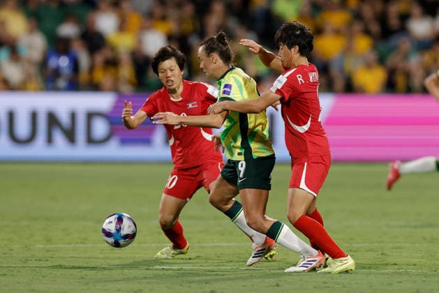 SOCCER ASIAN CUP MATILDAS DPR KOREA, Caitlin Foord of Australia in action during the AFC Women™s Asian Cup Quarter Final match between Australia and Democratic People s Republic of Korea (DPR) at HBF Park in Perth, Friday, March 13, 2026. ( NO ARCHIVING, EDITORIAL USE ONLY PERTH WESTERN AUSTRALIA AUSTRALIA  Copyright: xRICHARDxWAINWRIGHTx 20260313182115160665