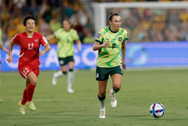 SOCCER ASIAN CUP MATILDAS DPR KOREA, Caitlin Foord of Australia runs the ball during the AFC Women™s Asian Cup Quarter Final match between Australia and Democratic People s Republic of Korea (DPR) at HBF Park in Perth, Friday, March 13, 2026. ( NO ARCHIVING, EDITORIAL USE ONLY PERTH WESTERN AUSTRALIA AUSTRALIA  Copyright: xRICHARDxWAINWRIGHTx 20260313194933144422