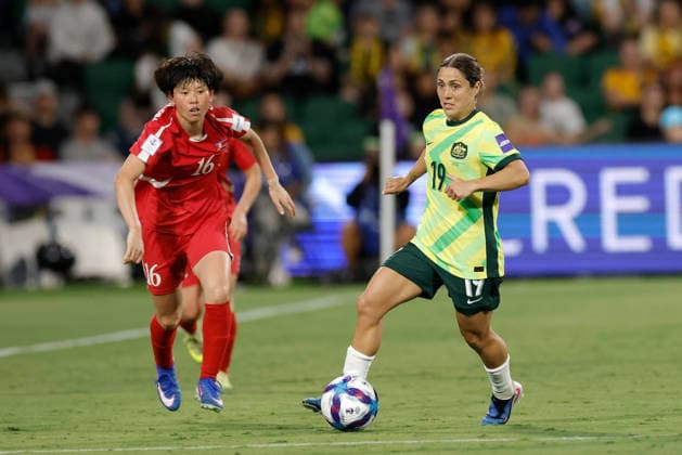 SOCCER ASIAN CUP MATILDAS DPR KOREA, Katrina Gorry of Australia in action during the AFC Women™s Asian Cup Quarter Final match between Australia and Democratic People s Republic of Korea (DPR) at HBF Park in Perth, Friday, March 13, 2026. ( NO ARCHIVING, EDITORIAL USE ONLY PERTH WESTERN AUSTRALIA AUSTRALIA  Copyright: xRICHARDxWAINWRIGHTx 20260313123347316653