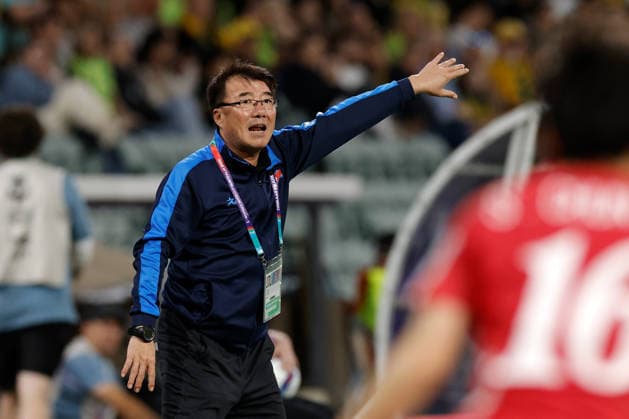 SOCCER ASIAN CUP MATILDAS DPR KOREA, Ri Song-ho, head coach of North Korea reacts during the AFC Women™s Asian Cup Quarter Final match between Australia and Democratic People s Republic of Korea (DPR) at HBF Park in Perth, Friday, March 13, 2026. ( NO ARCHIVING, EDITORIAL USE ONLY PERTH WESTERN AUSTRALIA AUSTRALIA  Copyright: xRICHARDxWAINWRIGHTx 20260313141472069910