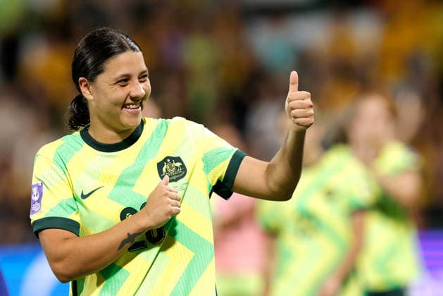 SOCCER ASIAN CUP MATILDAS DPR KOREA, Sam Kerr of Australia celebrates after winning the AFC Women™s Asian Cup Quarter Final match between Australia and Democratic People s Republic of Korea (DPR) at HBF Park in Perth, Friday, March 13, 2026. ( NO ARCHIVING, EDITORIAL USE ONLY PERTH WESTERN AUSTRALIA AUSTRALIA  Copyright: xRICHARDxWAINWRIGHTx 20260313141245259262