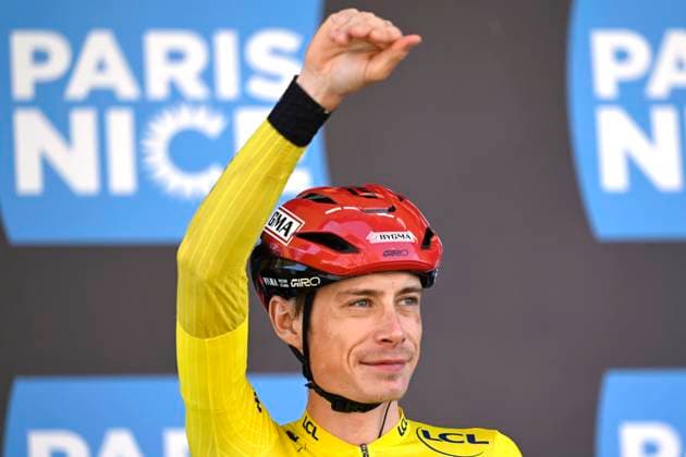 Paris Nice 2026 Stage 6 APT, FRANCE - MARCH 13 : Vingegaard Jonas (DEN) of Team Visma I Lease a Bike during stage 6 of the 84th edition of Paris - Nice an UCI World Tour 2.UWT cycling road race stage for Men Elite of 179.3 km with start in Barbentane and finish in Apt on March 13, 2026 in Apt, France, 13 03 2026 ( Motordriver Guy De Vuyst - Apt France  Copyright: xNicoxVereeckenx