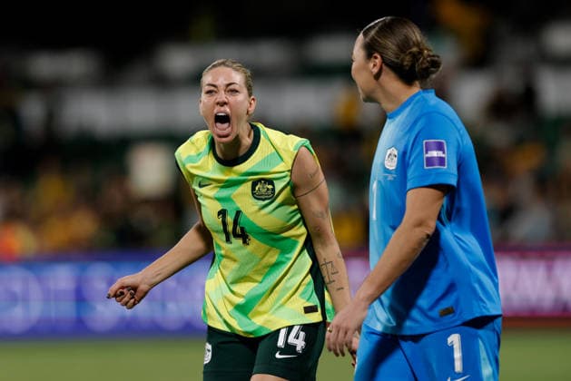 SOCCER ASIAN CUP MATILDAS DPR KOREA, Alanna Kennedy and Mackenzie Arnold of Australia celebrate after winning the AFC Women™s Asian Cup Quarter Final match between Australia and Democratic People s Republic of Korea (DPR) at HBF Park in Perth, Friday, March 13, 2026. ( NO ARCHIVING, EDITORIAL USE ONLY PERTH WESTERN AUSTRALIA AUSTRALIA  Copyright: xRICHARDxWAINWRIGHTx 20260313181053697643
