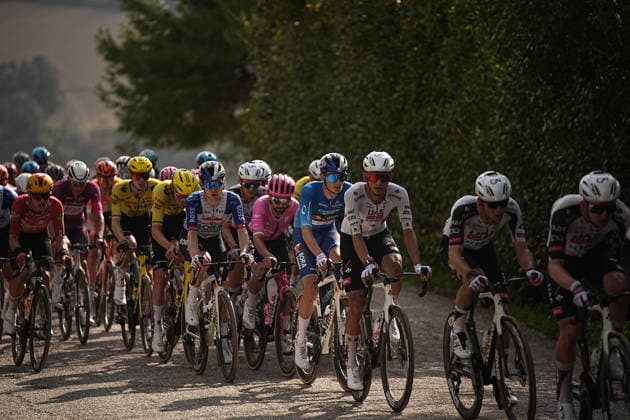 The race during the 184-kilometer Stage 5 of the Tirreno-Adriatico cycling race from Marotta-Mondolfo to Mombaroccio - Italy,- Friday, March 13, 2026. - cycling .  Copyright: xMarcoxAlpozzi LaPressex