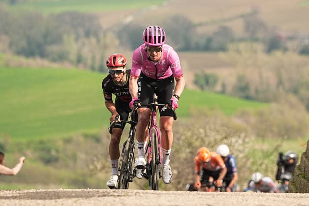 Valgren Michael Of Ef Education - Easypost and Alaphilippe Julian Of Tudor Pro Cycling Team during the 184-kilometer Stage 5 of the Tirreno-Adriatico cycling race from Marotta-Mondolfo to Mombaroccio - Italy,- Friday, March 13, 2026. - cycling .  Copyright: xMarcoxAlpozzi LaPressex
