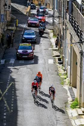 Spanish Igor Arrieta of UAE Team Emirates XRG, Latvian Arturs Kluckers of Tudor Pro Cycling Team, British Joshua Tarling of INEOS Grenadiers and Belgian Steff Cras of Soudal Quick-Step pictured in action during the sixth stage of 84th edition of the Paris-Nice cycling race, a race from Barbentane to Apt (179,3 km), on Friday 13 March 2026. DAVIDxPINTENS  x167369798x