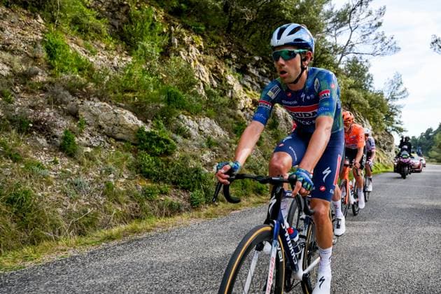 Belgian Steff Cras of Soudal Quick-Step pictured in action during the sixth stage of 84th edition of the Paris-Nice cycling race, a race from Barbentane to Apt (179,3 km), on Friday 13 March 2026. DAVIDxPINTENS  x167370575x