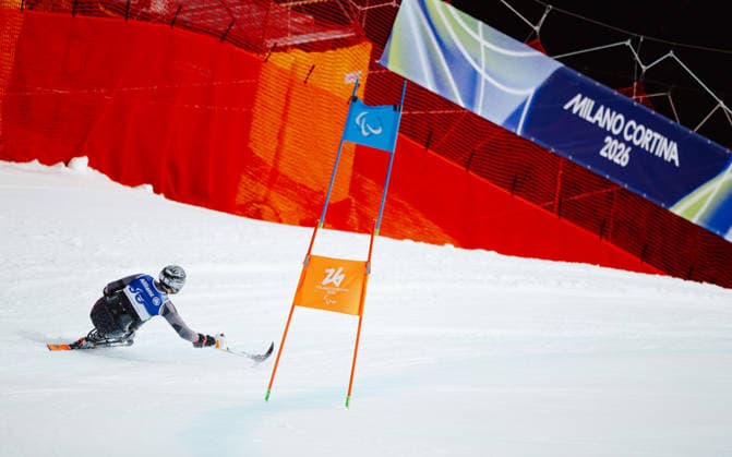 PARALYMPICS - Winter Paralympics Milano Cortina 2026 CORTINA D AMPEZZO,ITALY,13.MAR.26 - PARALYMPICS, ALPINE SKIING - Paralympic Winter games, Winterspiele,Spiele, Summer games Milano Cortina 2026, giant slalom, men. Image shows Sebastian Rigby (AUT).  GEPAxpictures xMaticxKlansek