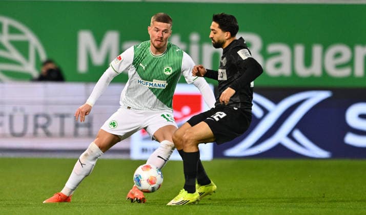 13 03 2026 Soccer Season 2025 2026 2 Soccer Bundesliga 26 Matchday SpVgg Greuther Fürth Kleeblatt SGF SV Elversberg SVE Sportfoto Zink xwoxzix DFL regulations prohibit any use of photographs as image sequences and or quasi video only for editorial use Jan Elvedi 15, SpVgg Greuther Fürth Immanuel Pherai 22, SV Elversberg